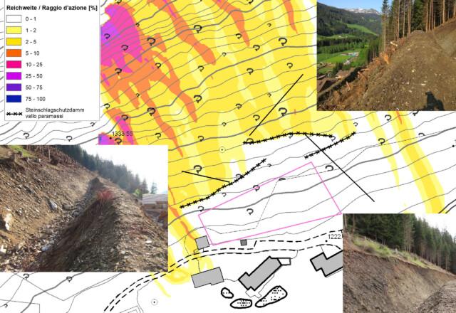 Carta delle zone di pericolo elaborata – Comune di Racines. Foto: © Geo3 Carta delle zone di pericolo elaborata – Comune di Racines. Foto: © Geo3